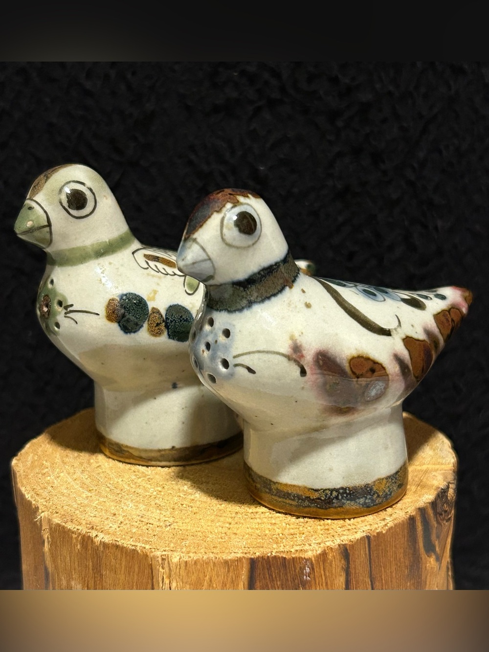 Ken Edwards Mexico Folk Art Bird Salt & Pepper Shakers Signed Pottery No Corks